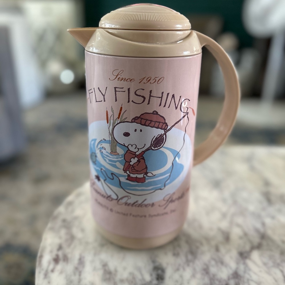 Peanuts Pink Fly Fishing Thermos